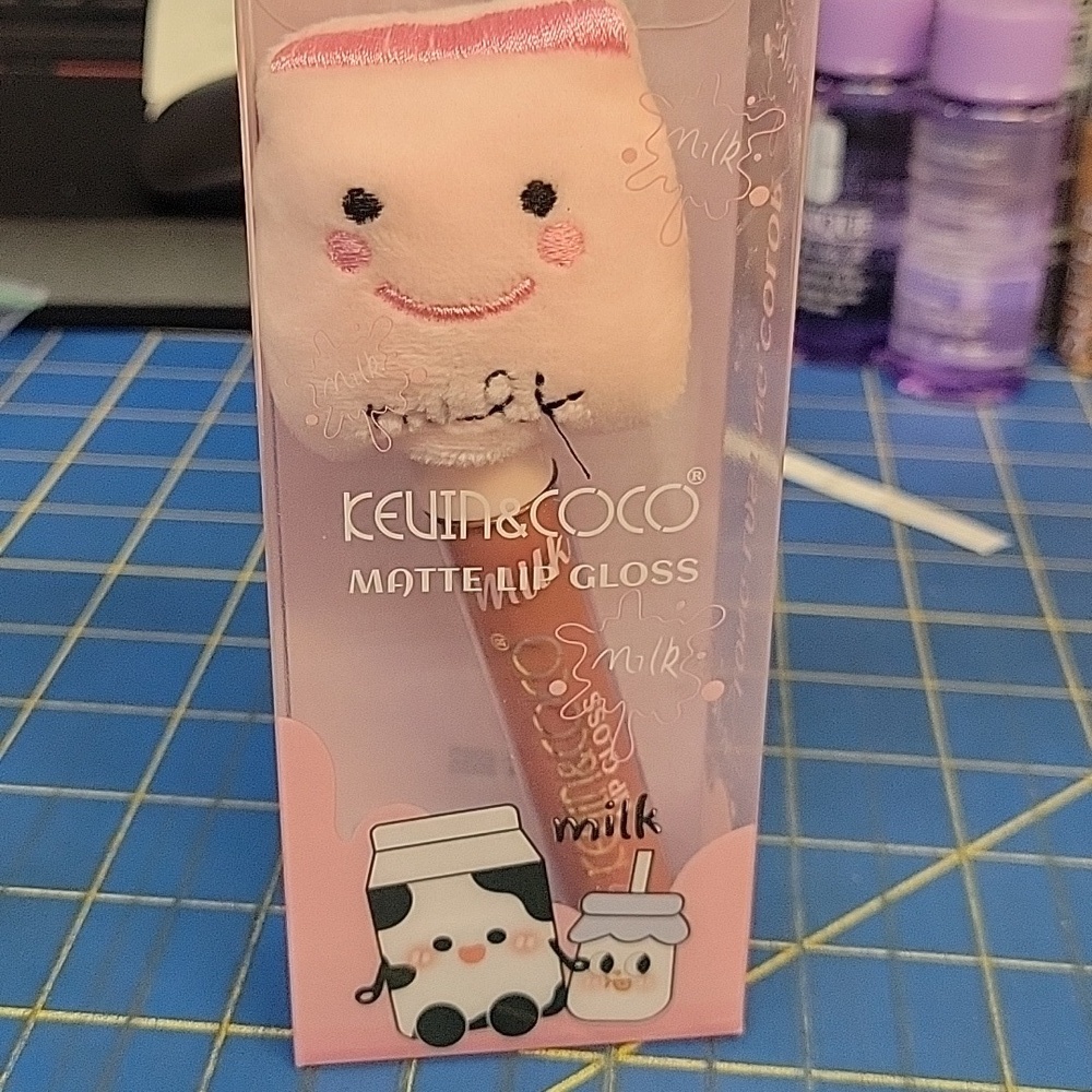 Kevin & Coco Cute Milk 3g Lip Gloss with Plush Topper New